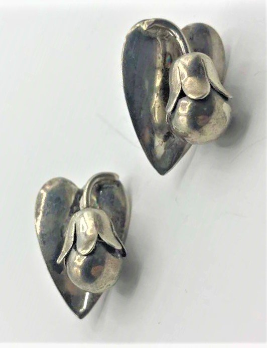 Sterling Silver Earrings Signed Mc Clelland Floral Bud (1 of 4)