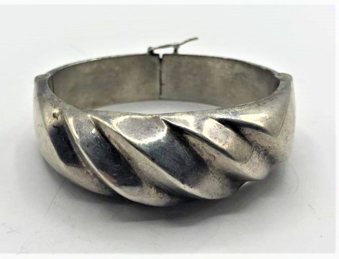 .925 Mexico Sterling Silver Heavy Bangle Bracelet (1 of 6)