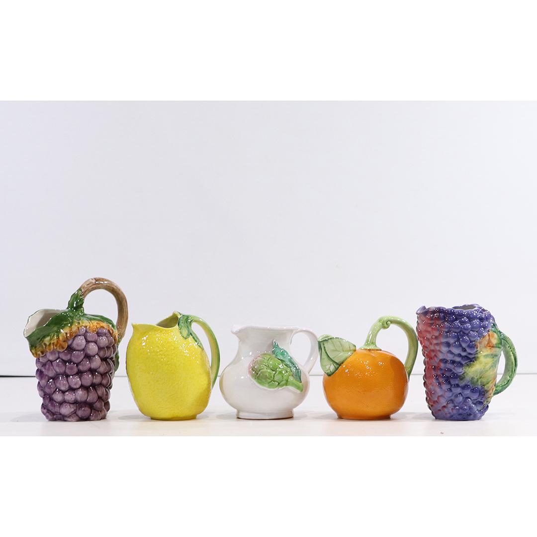 5 Assorted Glazed Ceramic Fruit Pitchers Made in Italy (1 of 11)