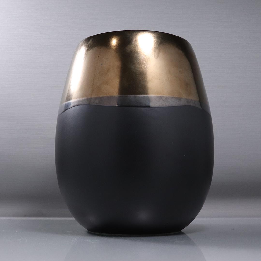 Croscill Matte Black and Copper Glazed Ceramic Vase (1 of 6)