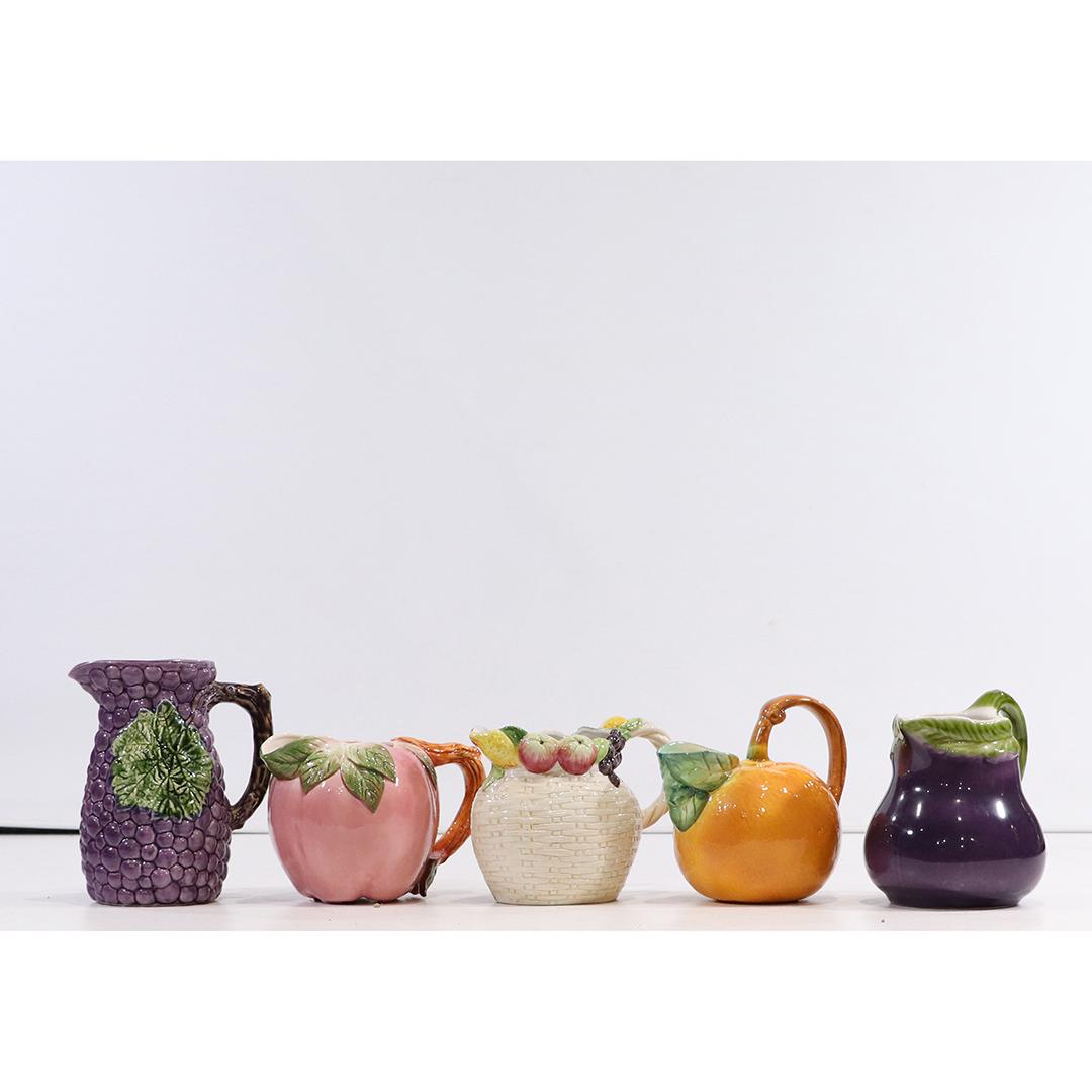 5 Assorted Glazed Ceramic Fruit Pitchers Italy Portugal (1 of 11)