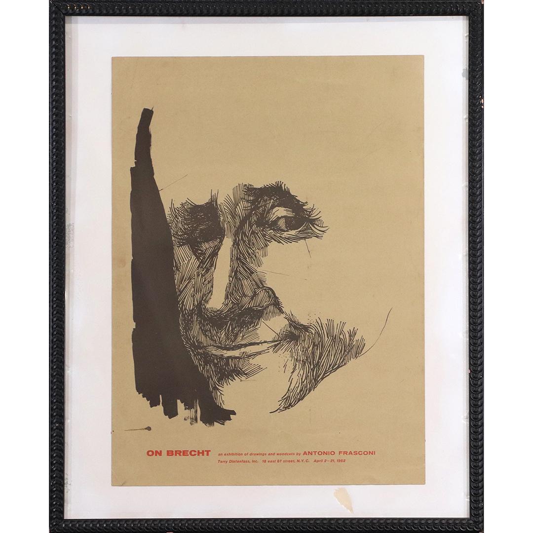 Antonio Frasconi 1962 Exhibition Poster, Framed.: Antonio Frasconi 1962 Exhibition Poster, Framed. Vintage. size: 26x19 image, 32x26 outside frame