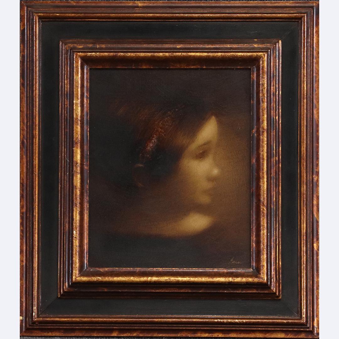 Portrait of Young Girl Oil Painting Signed Illegible (1 of 6)