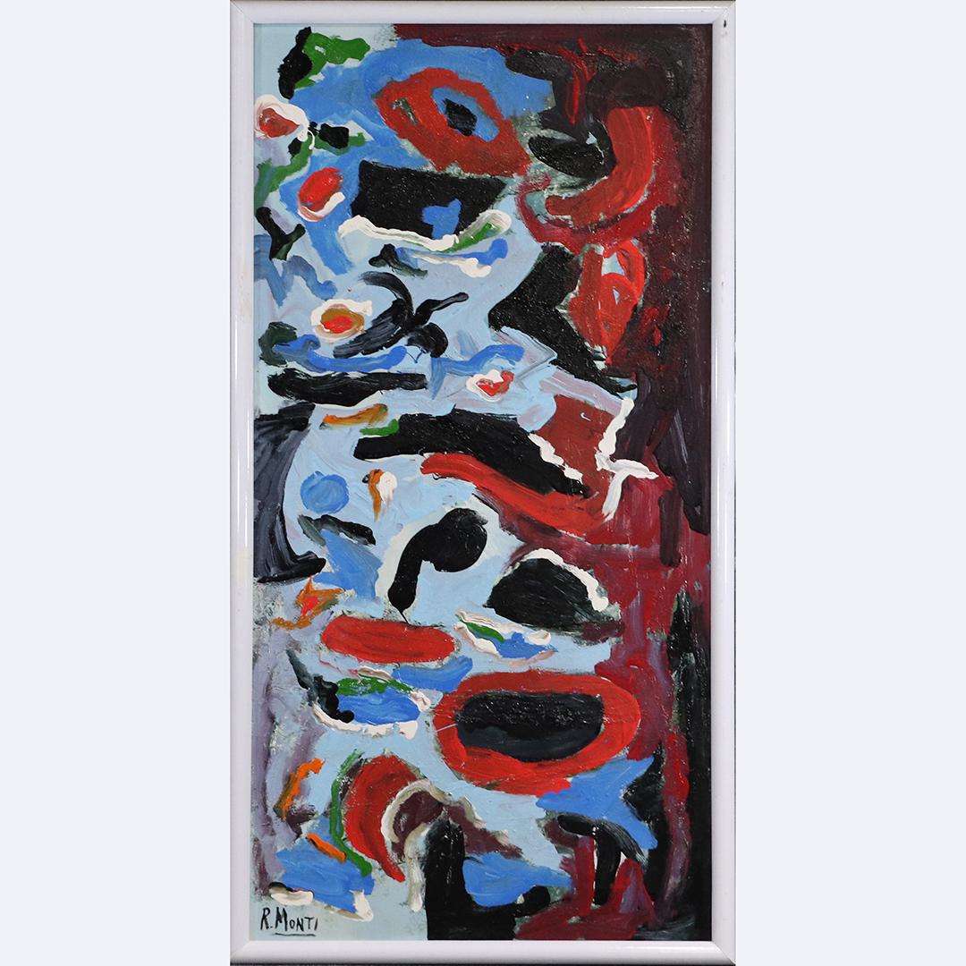 R. Monti, Mid-Century Abstract Composition Oil Painting (1 of 7)