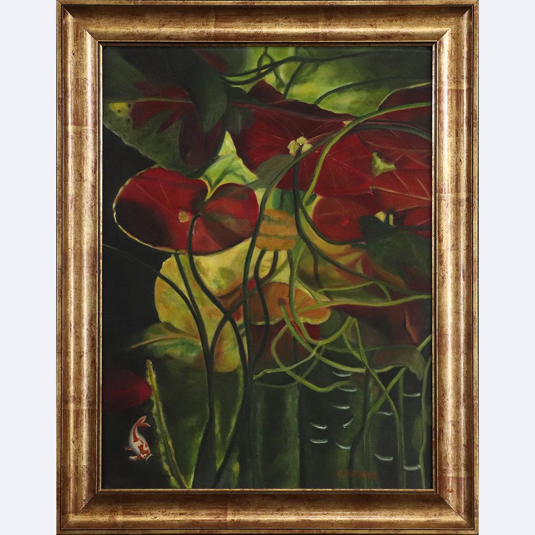 C Hiemenz, 20th C. Oil/c Red Anthurium Flowers (1 of 6)