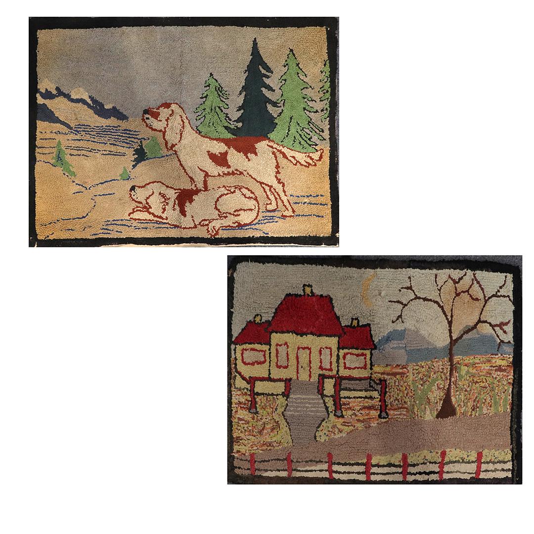 [2] Two Pictorial Vintage Hooked Rugs (1 of 9)