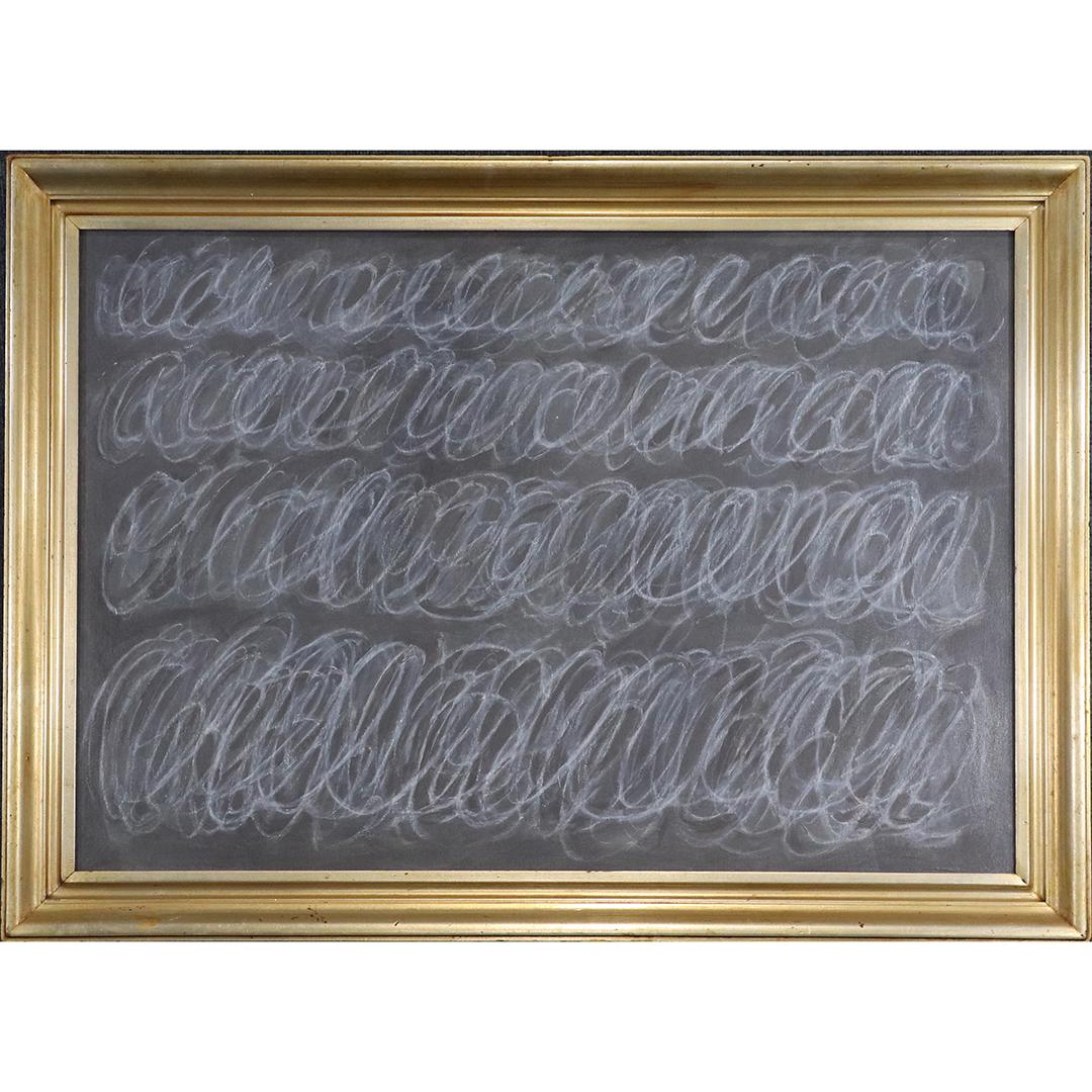 after Cy Twombly Large Drawing Lined Scribbles on Black (1 of 6)