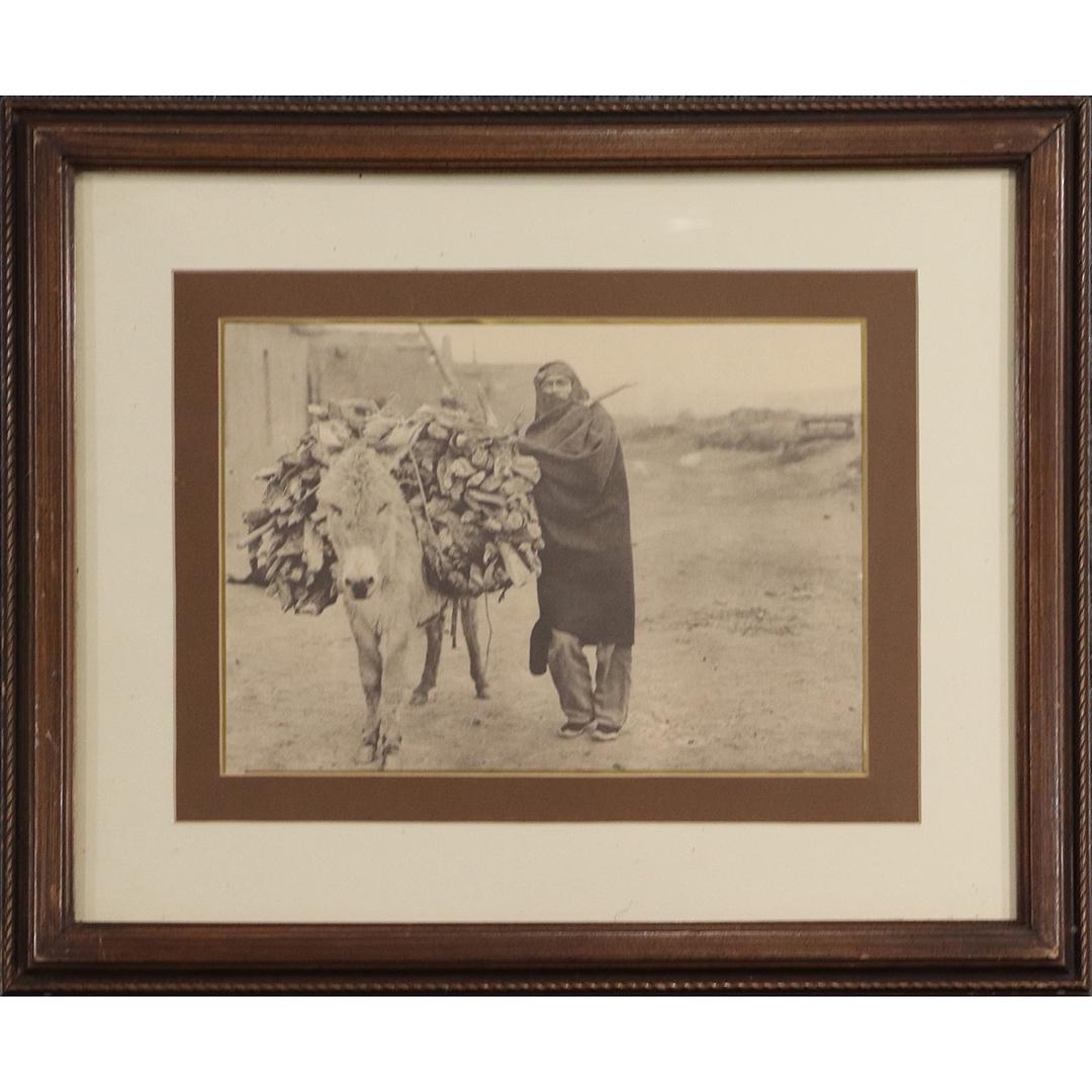 Edward Curtis Sepia Print Suni A Load of Fuel Framed (1 of 6)