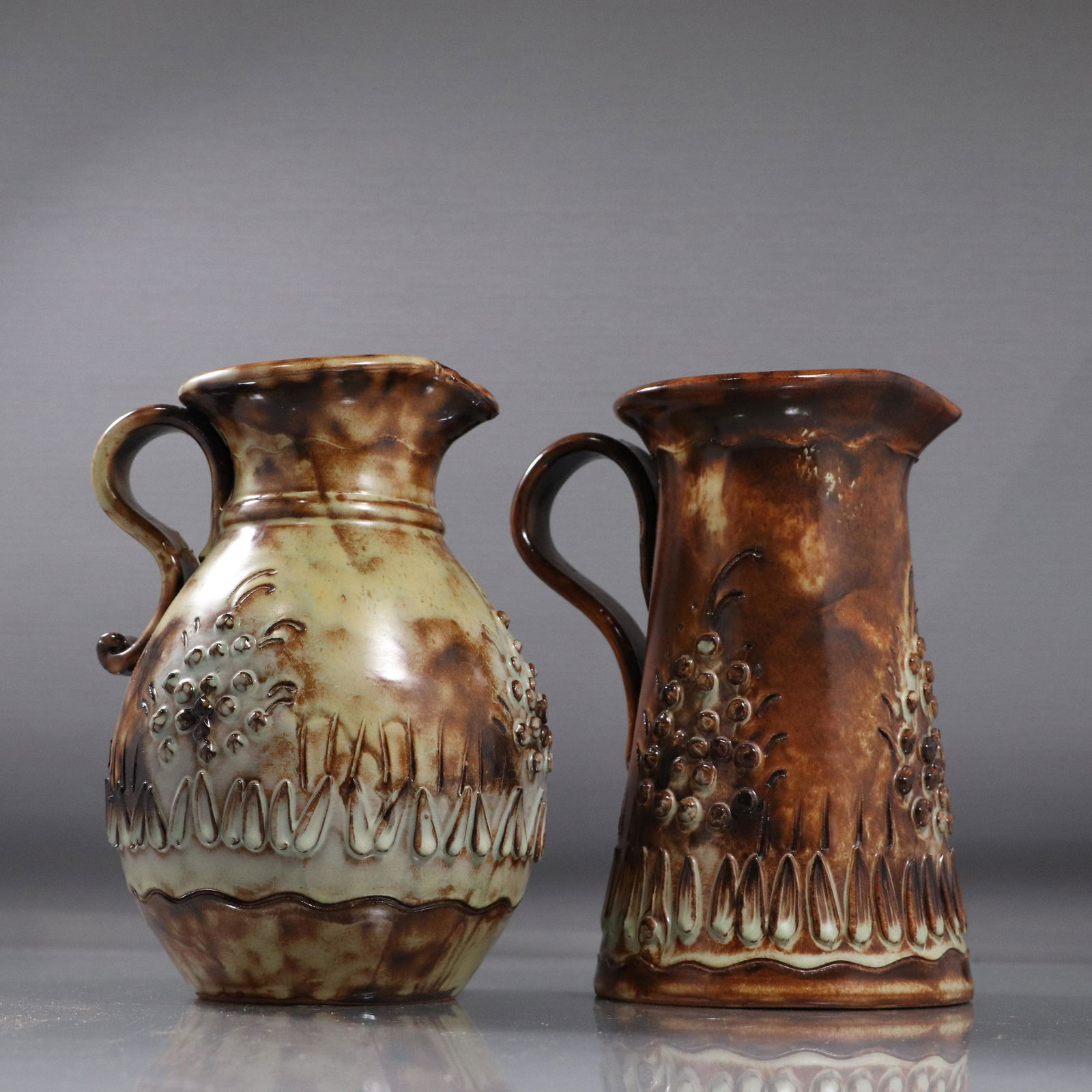 [2] Studio Pottery Brown Glaze Pitchers Signed (1 of 7)