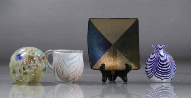 4 Assorted Studio Art Glass Vase Dish Cup Paperweight (1 of 9)