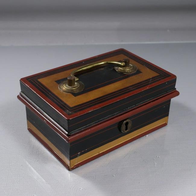 Antique English Toleware Money Box Secure 2 Lever Lock (1 of 10)