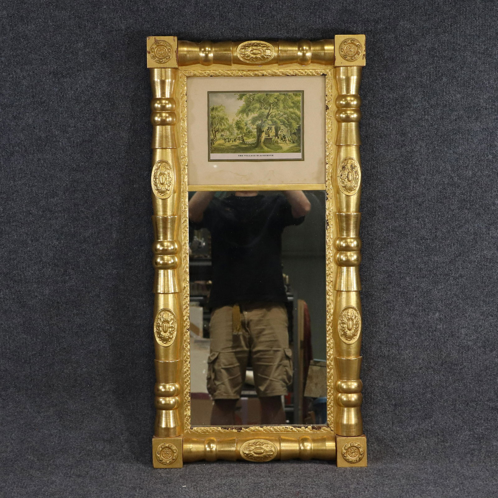 19th C Gold Gilt Wood Frame Empire Wall Mirror (1 of 7)