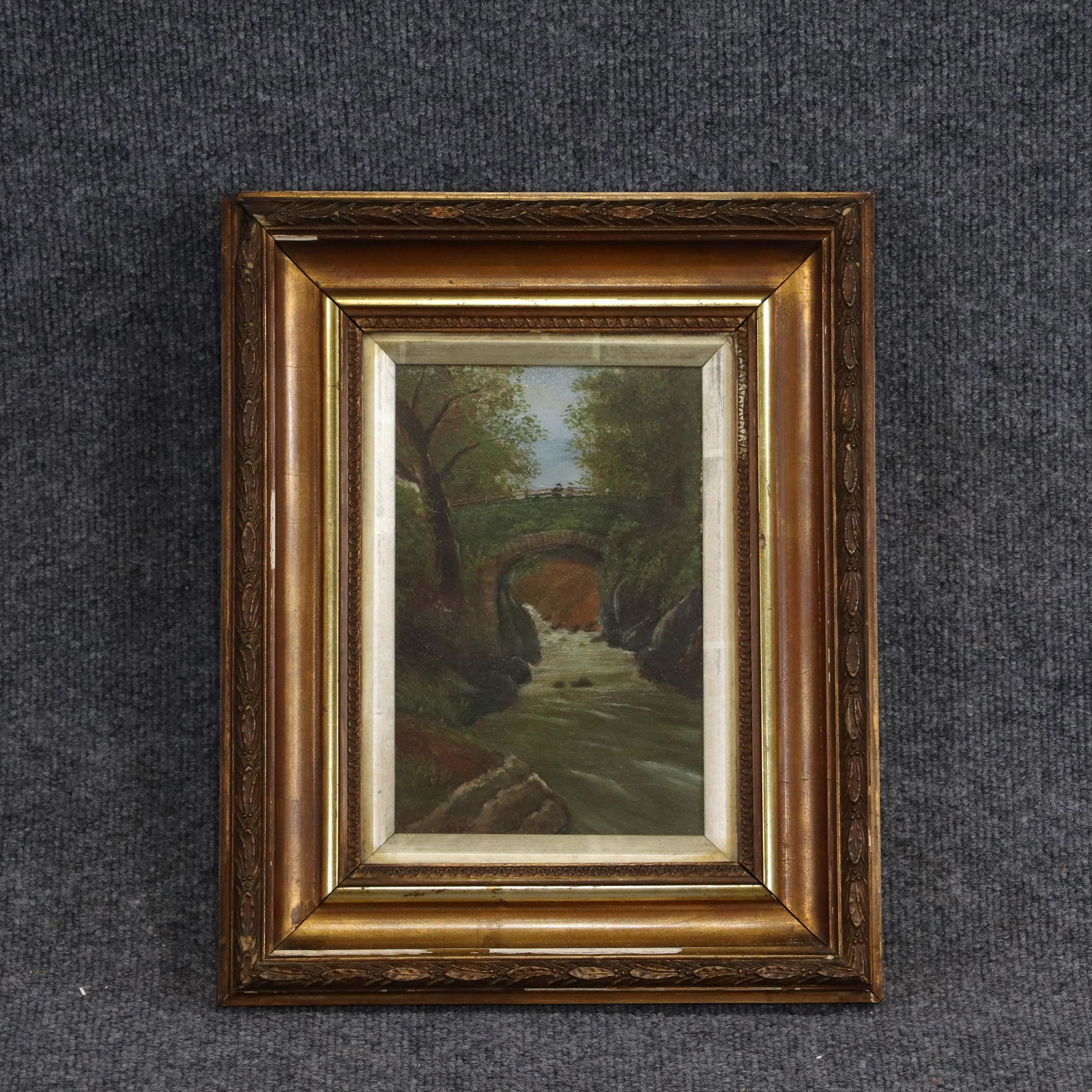 Roman Bridge 1936 Oil on Canvas Painting with Figures (1 of 7)