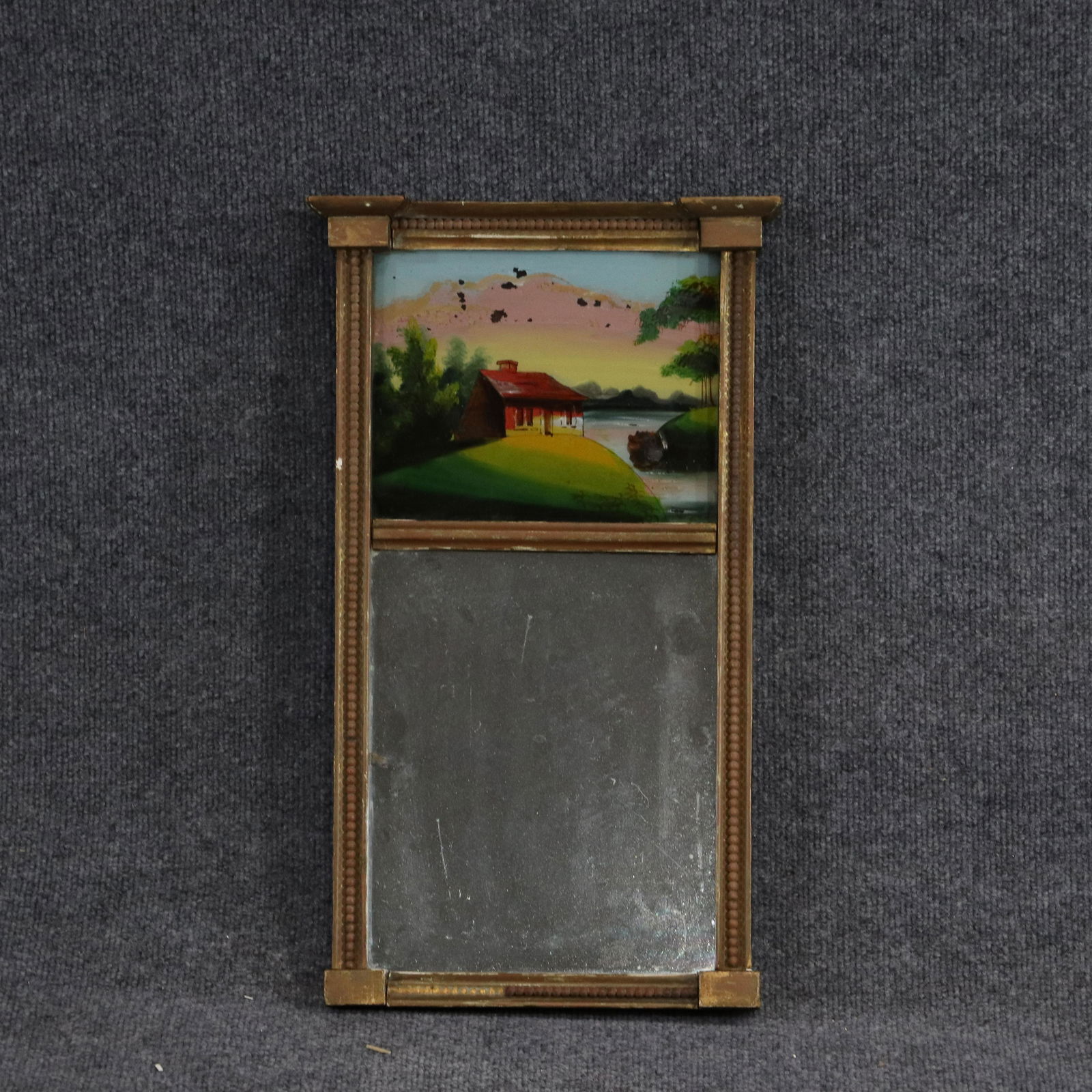 19th C. Federal Wall Mirror with Painted Glass Panel (1 of 6)