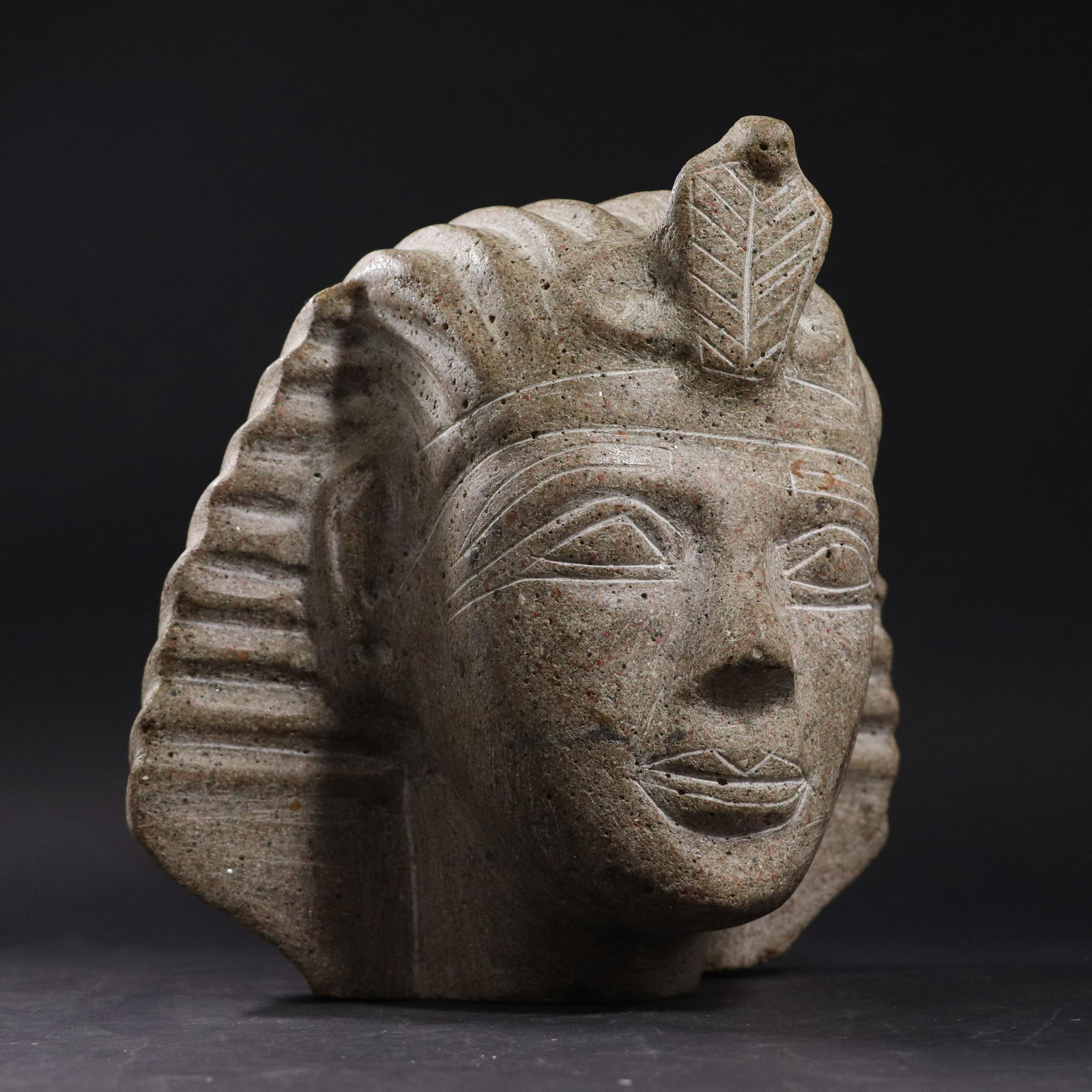 Vintage Carved Granite Stone Egyptian Pharaoh Bust (1 of 6)