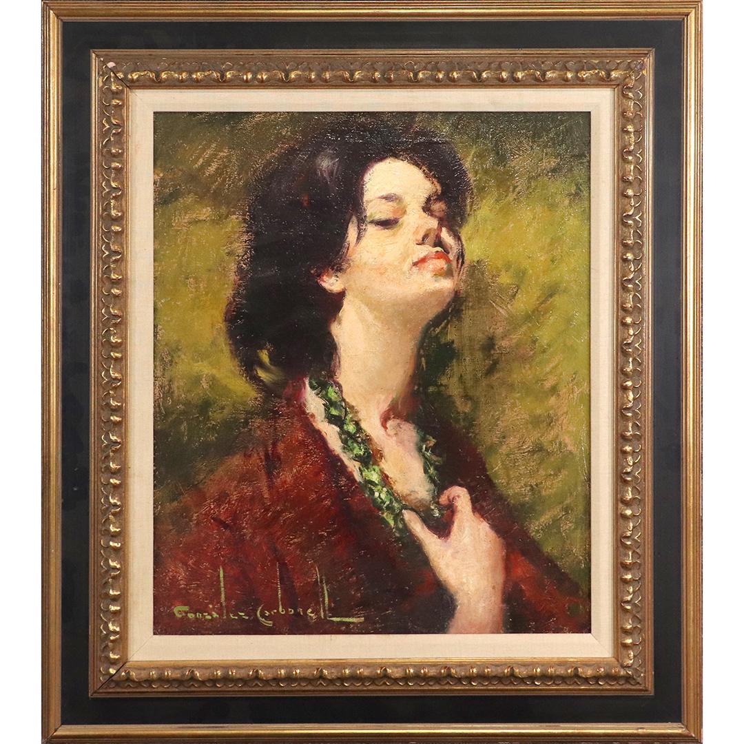 Gonzales Carbonell, Oil/c Portrait Young Girl, Necklace (1 of 6)