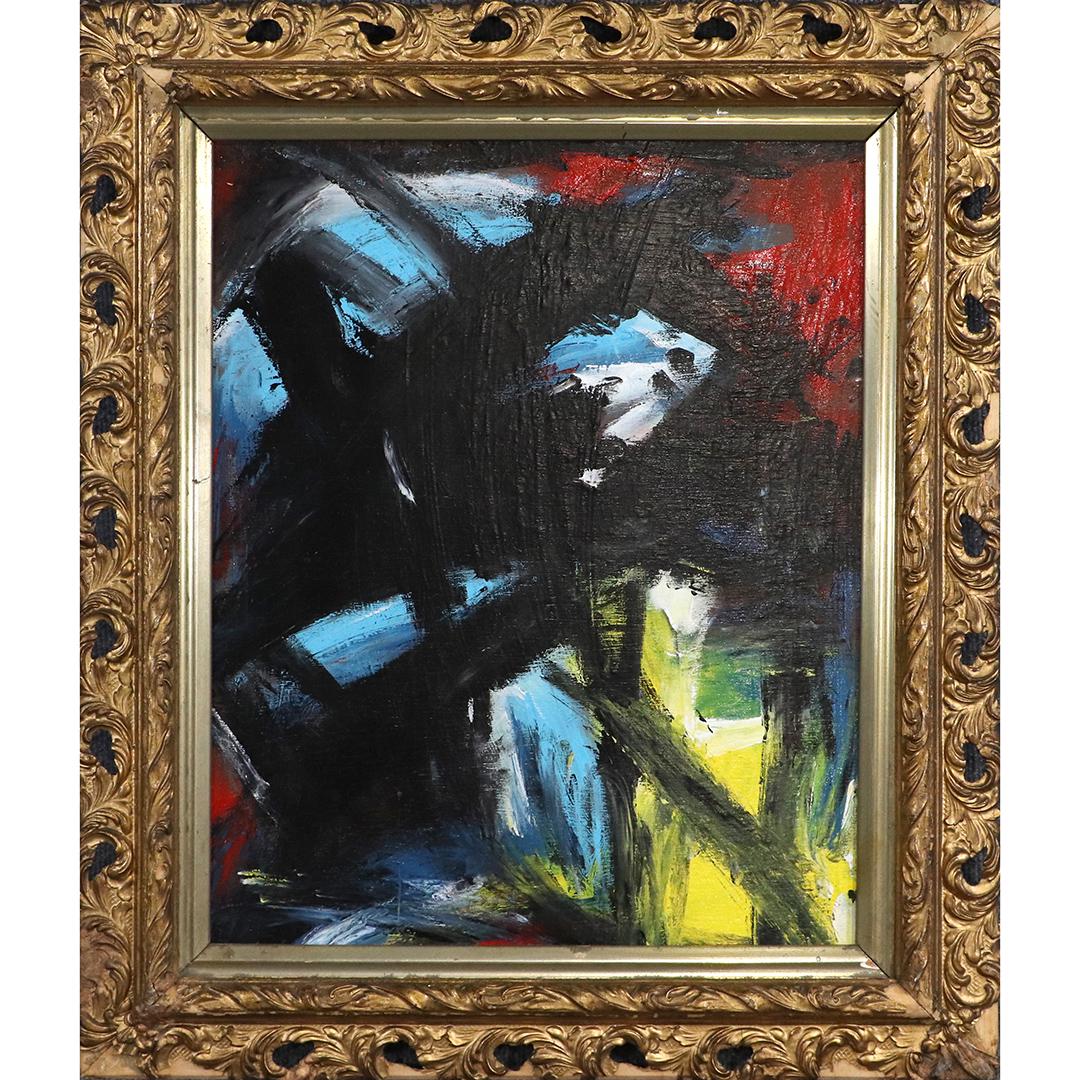 Pulgini after Franz Kline, Black Lines Color Abstract: Pulgini after Franz Kline, Black Lines on Color Abstract. Signed on verso. Framed. Oil on board painting. Popular Philadelphia area artist. size: 21.75x17.5 image, 28x24 outside frame