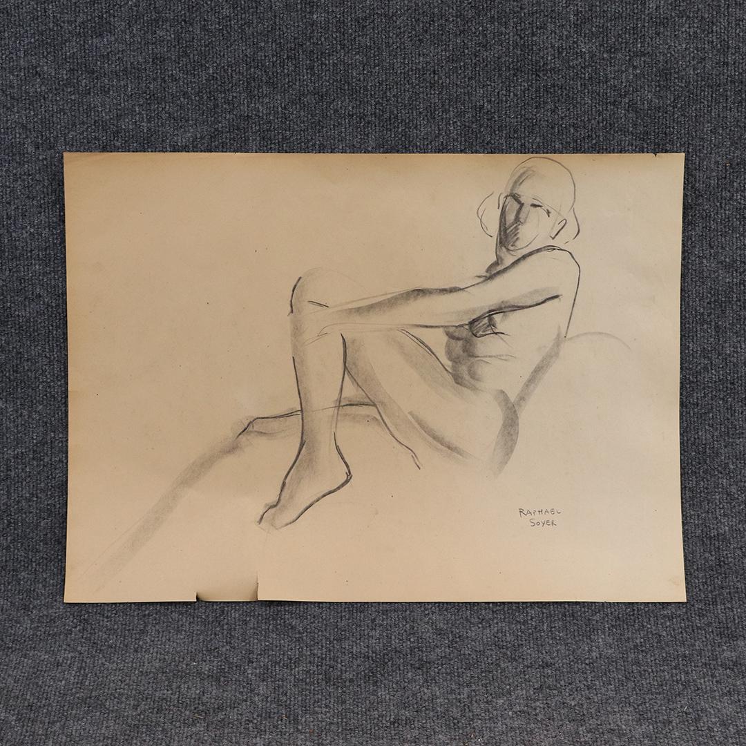 RAPHAEL SOYER 1899-1987, Pencil Sketch Nude Model: RAPHAEL SOYER 1899-1987, Pencil Sketch Nude Model. Work on paper. Signed. size: 16.25x22.25