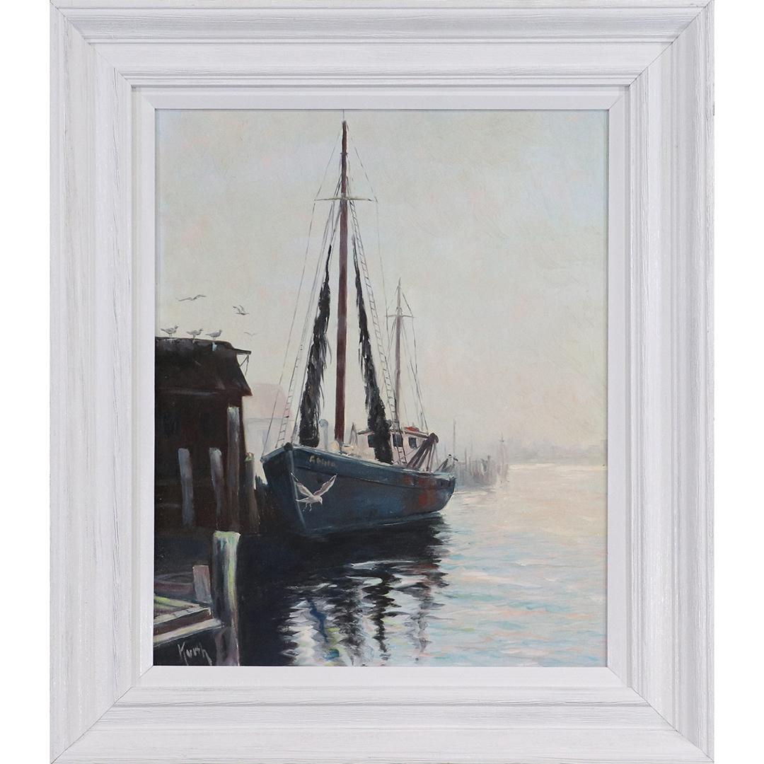 Otto Kurth 1883-1965 O/b Boat Gloucester Morning Mist (1 of 7)