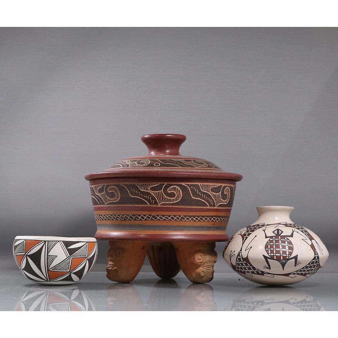 3 Assorted Southwestern Clay Pottery Decorated Bowls (1 of 13)