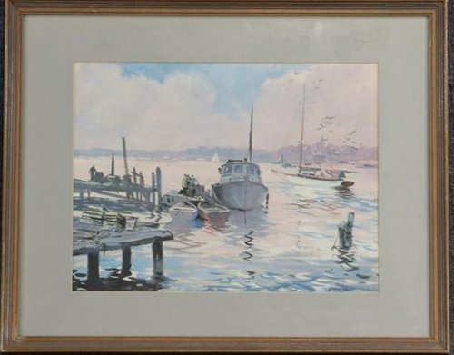 John Pellew, Watercolor Fishing Boats Gloucester Harbor (1 of 7)