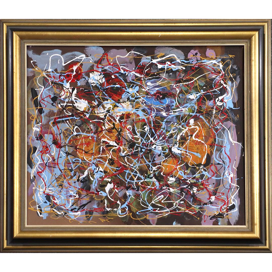 R. Monti, Mid-Century Abstract and Drip Art Painting (1 of 6)