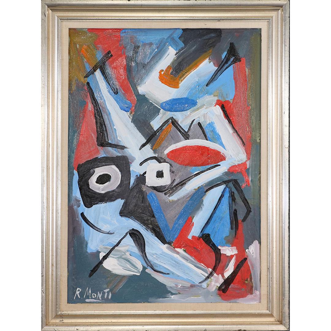 R. Monti, Mid-Century Abstract Portrait Oil Painting (1 of 7)