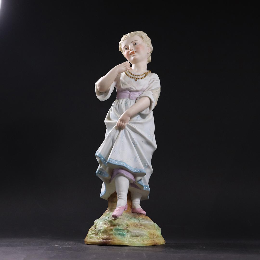 Vintage French Bisque Porcelain Figure of a Young Woman (1 of 10)