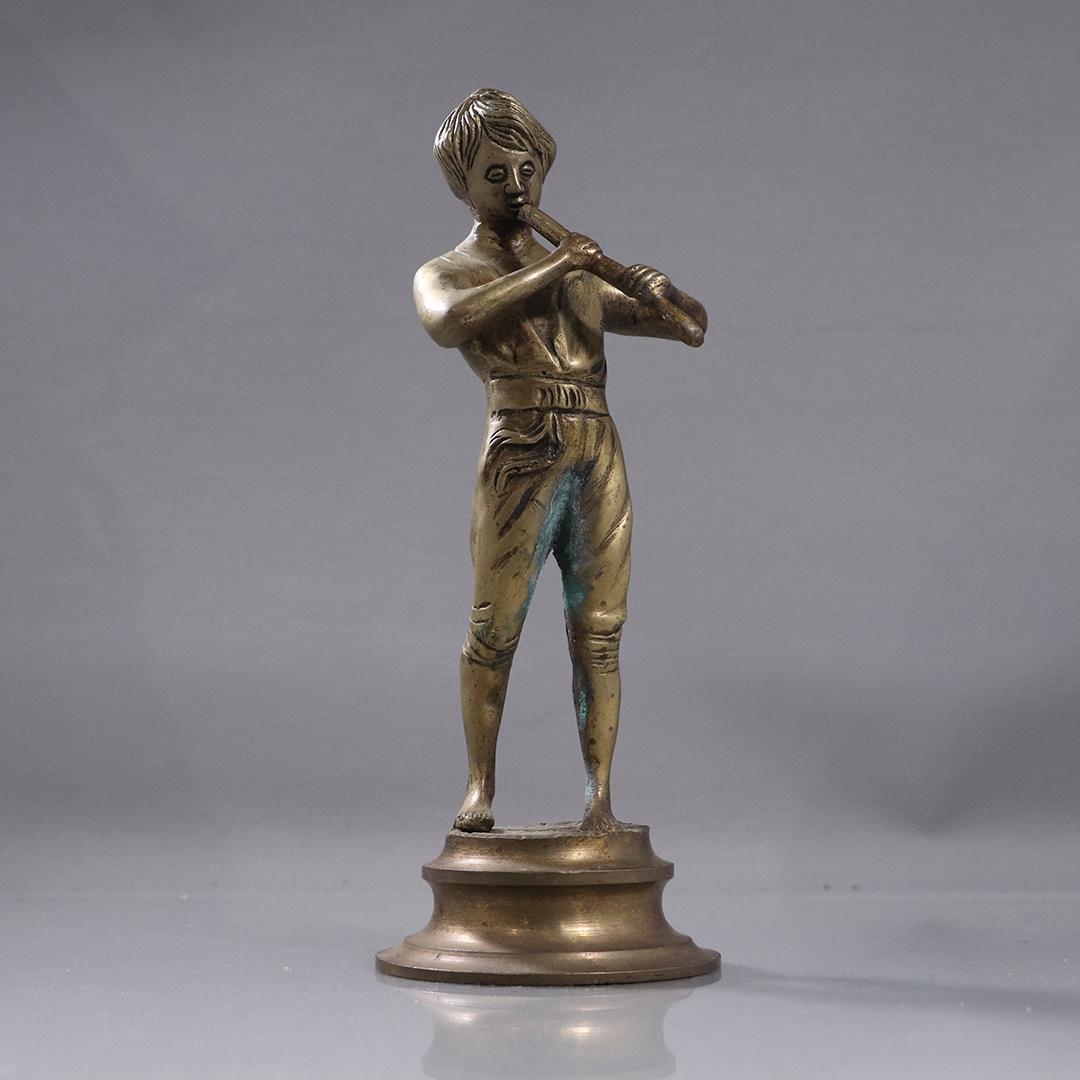 Cast Bronze Boy Playing Flute Statue (1 of 8)