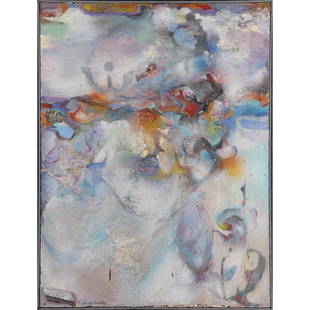 William Roberts, Large Abstract Oil on Canvas Painting: William Roberts, Large Abstract Oil on Canvas Painting. Signed, Framed. Vintage. size: 40x30 image, 40.5x30.5 outside frame