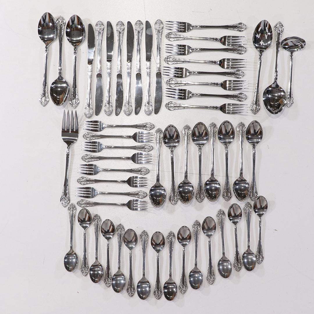 55 Pieces Stainless Steel Flatware Service 8 Fancy Top (1 of 9)