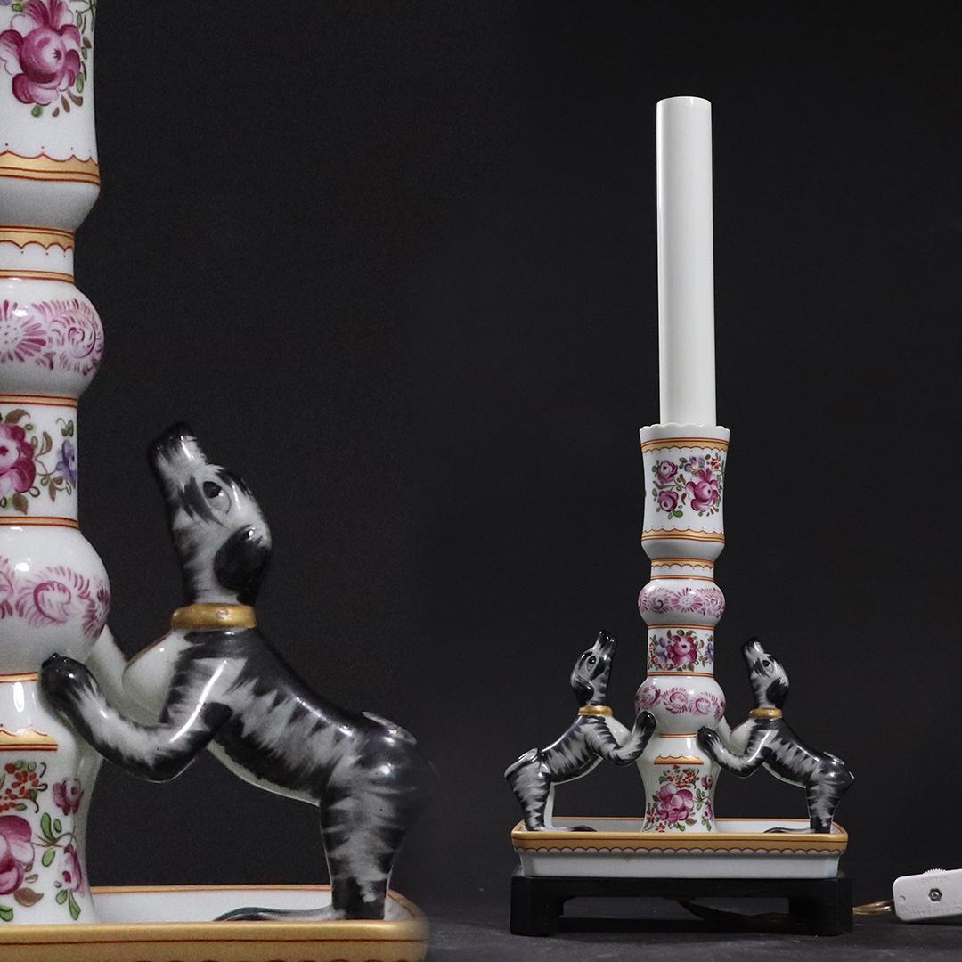 Fine Porcelain Dogs Candle Stick Electric Bedroom Lamp (1 of 6)