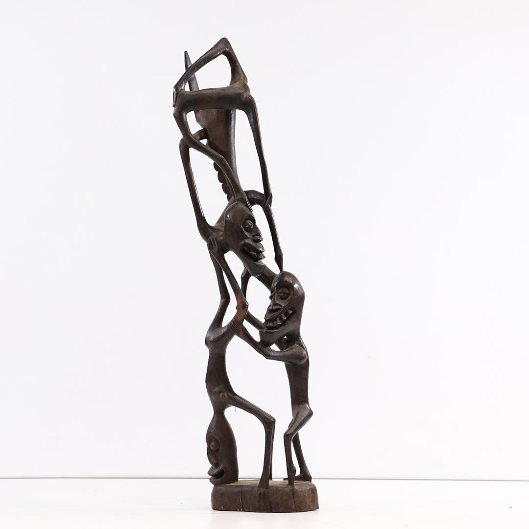 Mid-Century Modern Carved Teak Wood Acrobats Sculpture (1 of 8)