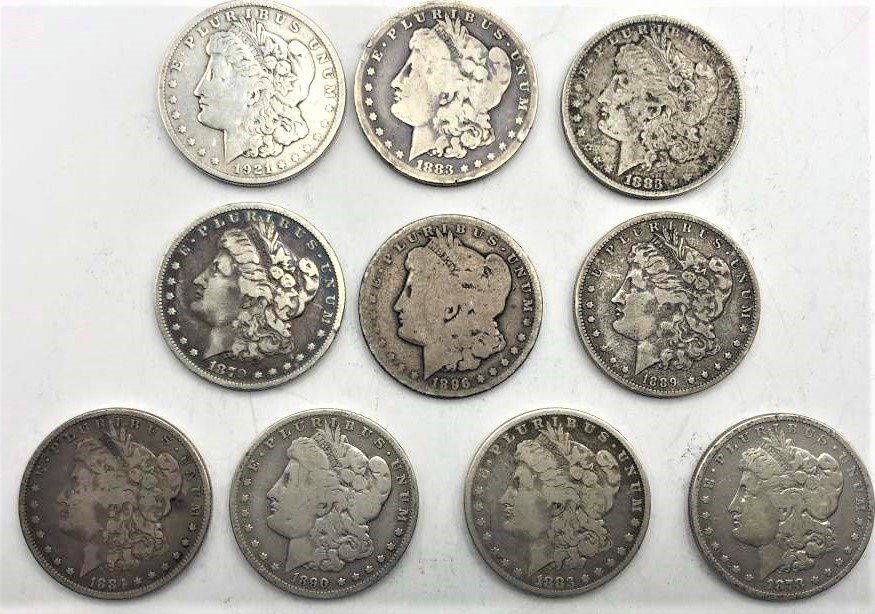 [10] Ten Assorted 1800s U.S Morgan Silver Dollars (1 of 6)