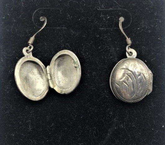 Unique Sterling Silver Locket Earrings for Pierced Ears: Unique Sterling Silver Locket Earrings for Pierced Ears. size: 5/8 in.