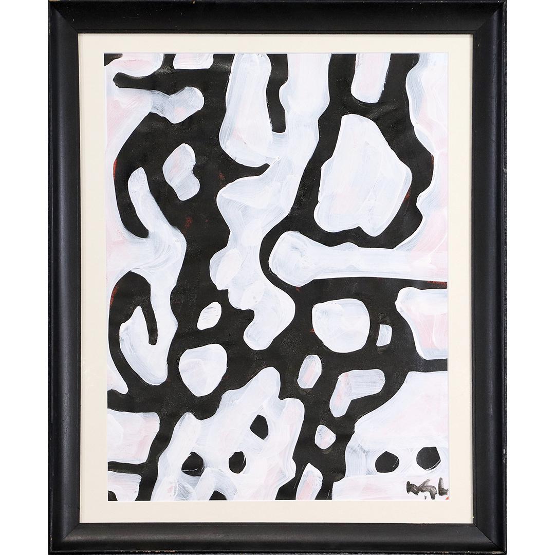 Wayne Cunningham, American, Abstract Black & White: Wayne Cunningham, American, Abstract Black & White . Acrylic on paper. Signed. Framed. Well listed American Artist. size: 21.5x16.5 image, 26.5x22 outside frame. ASKart: Wayne Cunningham (20th Century