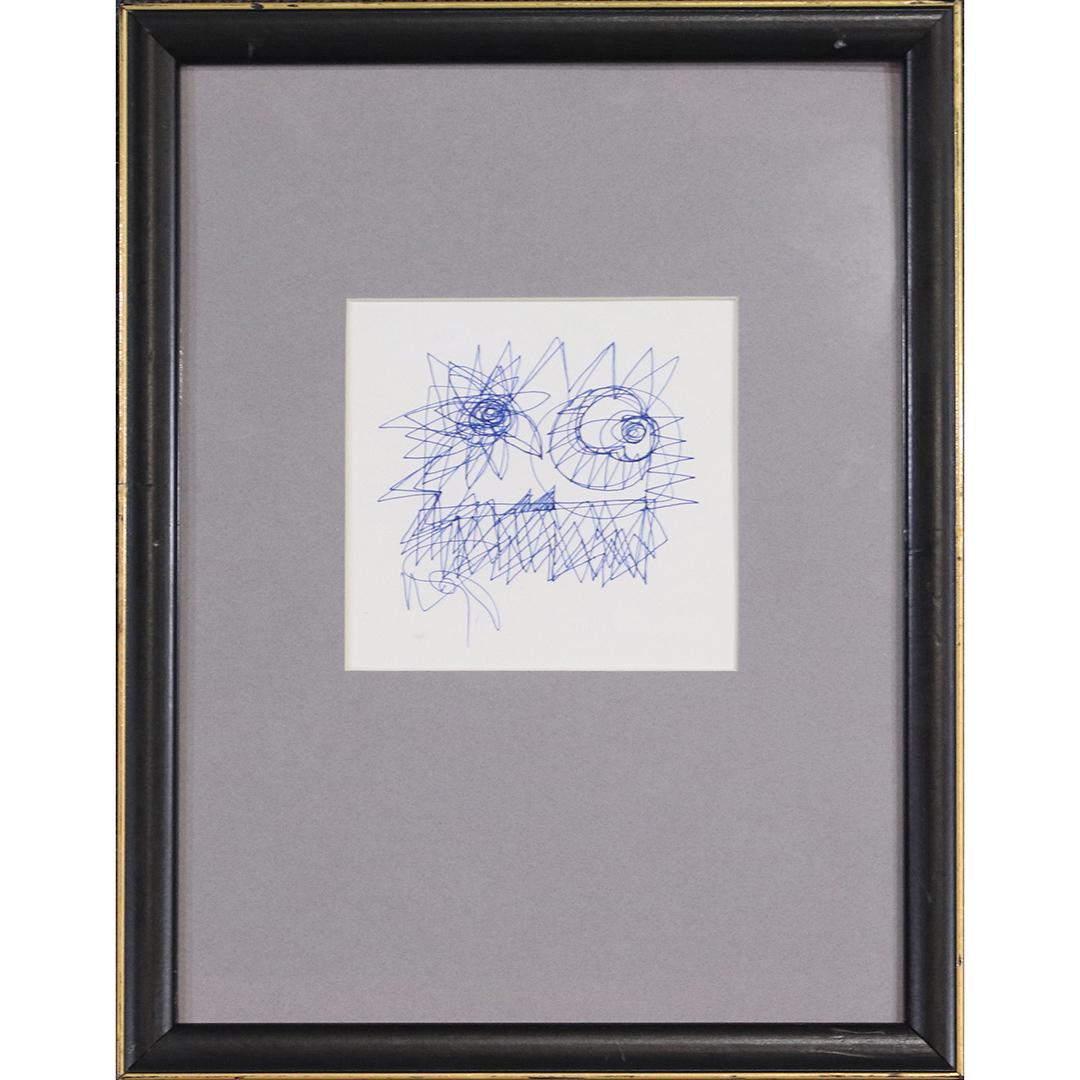 Wayne Cunningham, American, Modernism Abstract Figure: Wayne Cunningham, American, Modernism Abstract Figure. Blue Ink Drawing. Signed. Framed. Well listed American Artist. size: 5x5 image, 14.75x11 outside frame. ASKart: Wayne Cunningham (20th Century)Wa