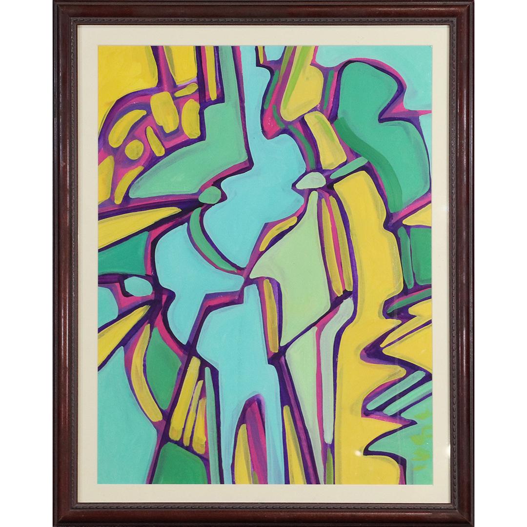 Wayne Cunningham, American, Modernism Color Abstract: Wayne Cunningham, American, Modernism Color Abstract Painting, Acrylic on paper. Signed, Framed. Well listed American Artist. size: 25.5x19.5 image, 30.75x24.75 outside frame. ASKart: Wayne Cunningham