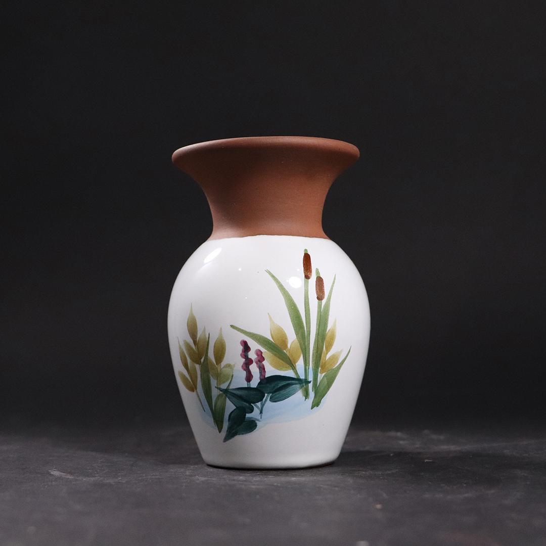 Emerson Creek Pottery, Redware Vase Hand Paint Floral: Emerson Creek Pottery, Redware Vase Hand Paint Floral . Signed on base. size: 5h x 3w