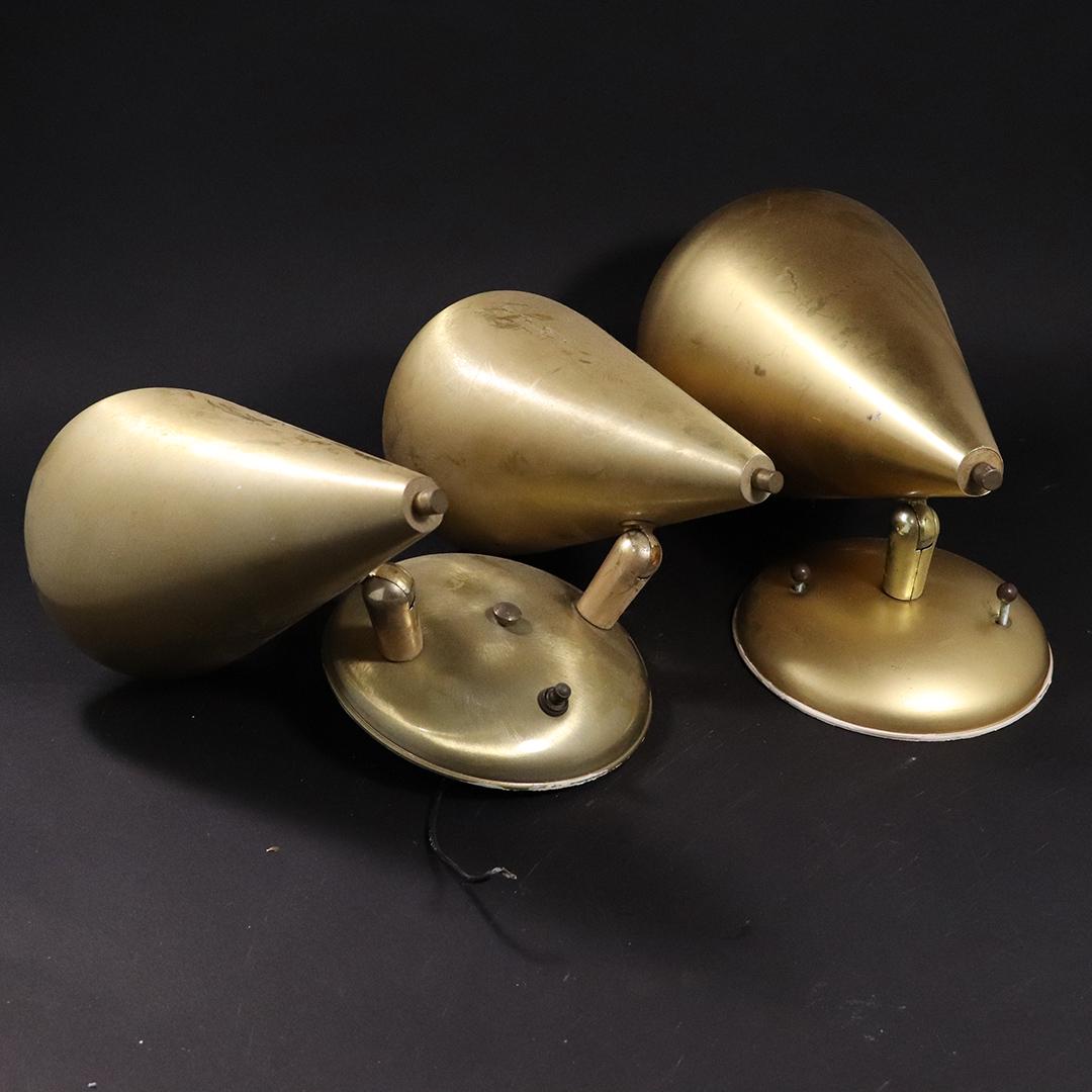 Double & Single Light Mid-Century Bullet Wall Sconces: Double and Single Light Mid-Century metaL Bullet Wall Sconces. size: 10.5 max height x 6 base width, 9 max height x 6 base width