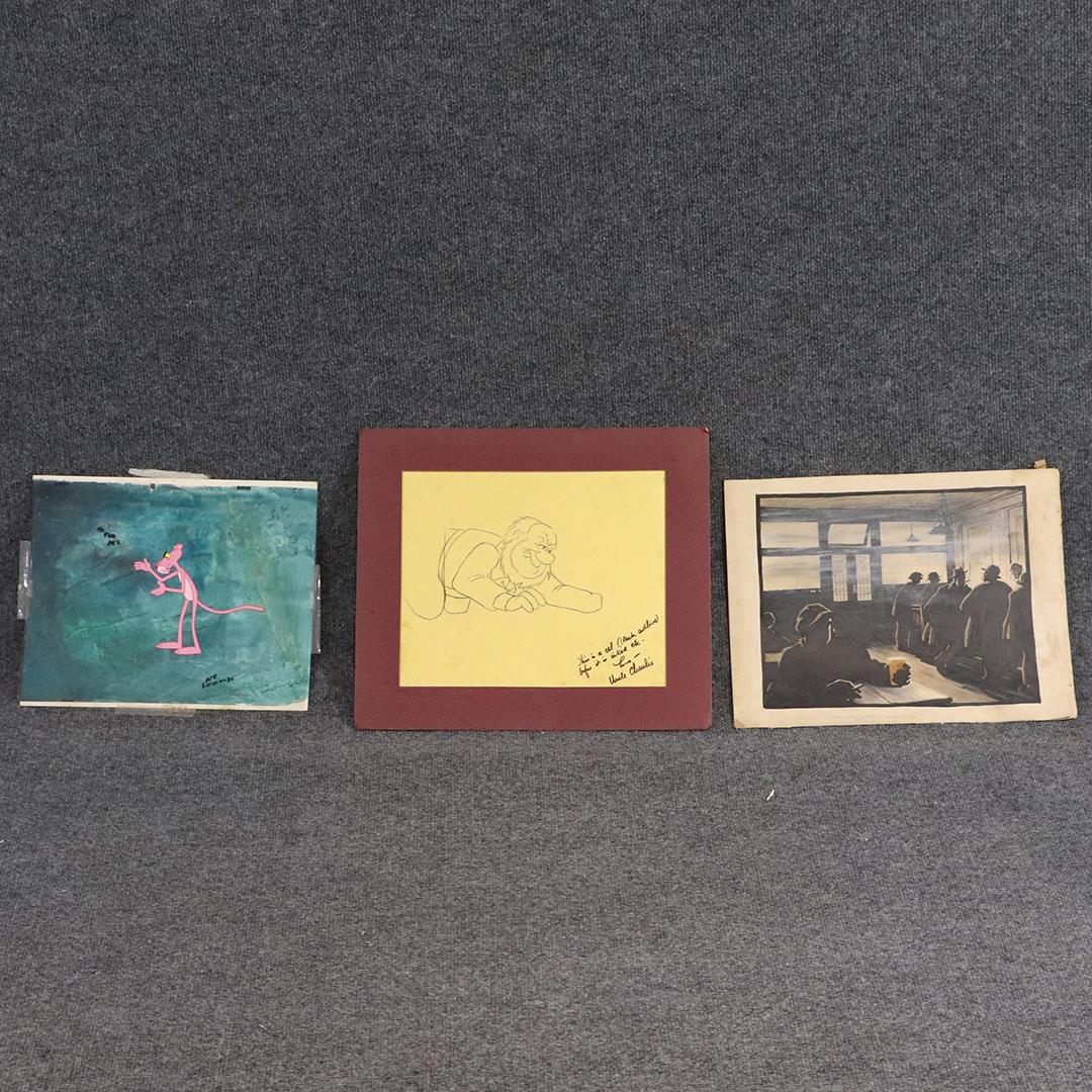 [3] Assorted Cells Including Pink Panther: [3] Assorted Cells Including Pink Panther. size: 10.5x12.5, 11.5x14.5, 13.5x15.5 outside frame