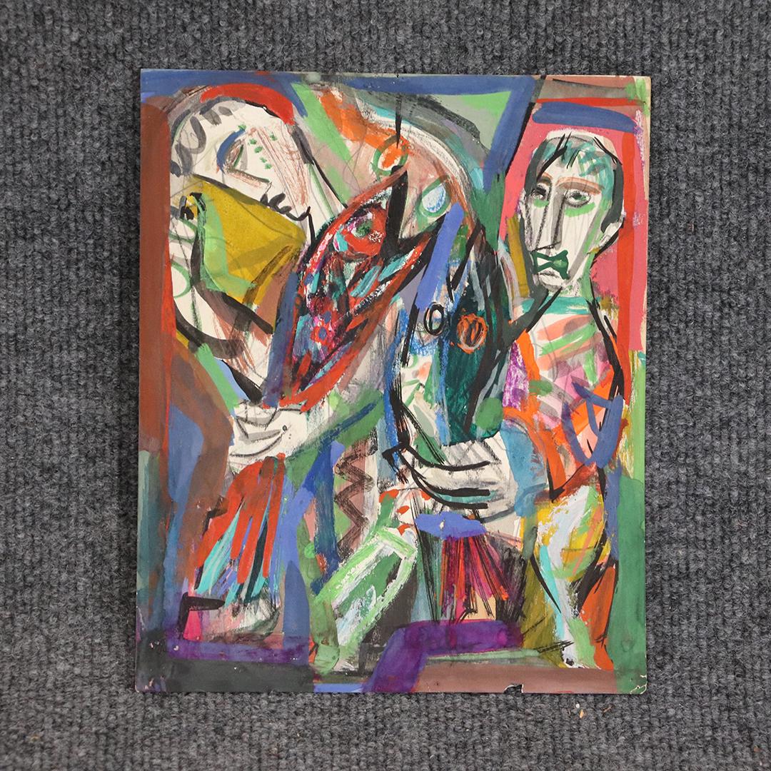 JOSEF PRESSER 1907-1967 Polish-American Fishermen Catch: JOSEF PRESSER 1907-1967 Polish-American Fishermen Catch. Colorful Mixed Media on paper. Signed. size: 9.5x8. ASKart: Josef Presser (1907 - 1967)Josef Presser was active/lived in Massachusetts, New Yor
