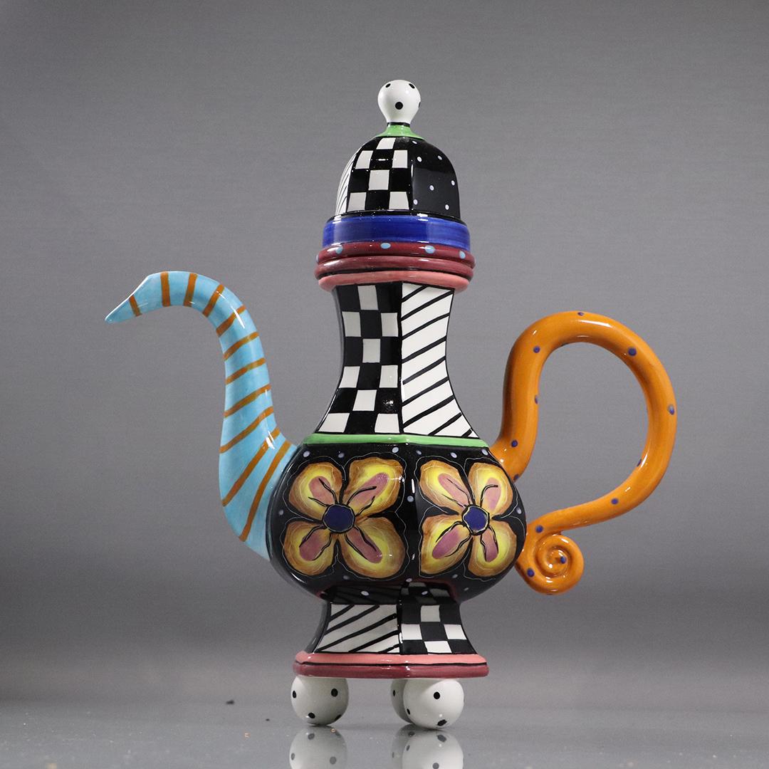Prospero Design Works Funky Colorful Ceramic Tea Pot: Prospero Design Works Funky Colorful Ceramic Tea Pot. size: 13h x 12w