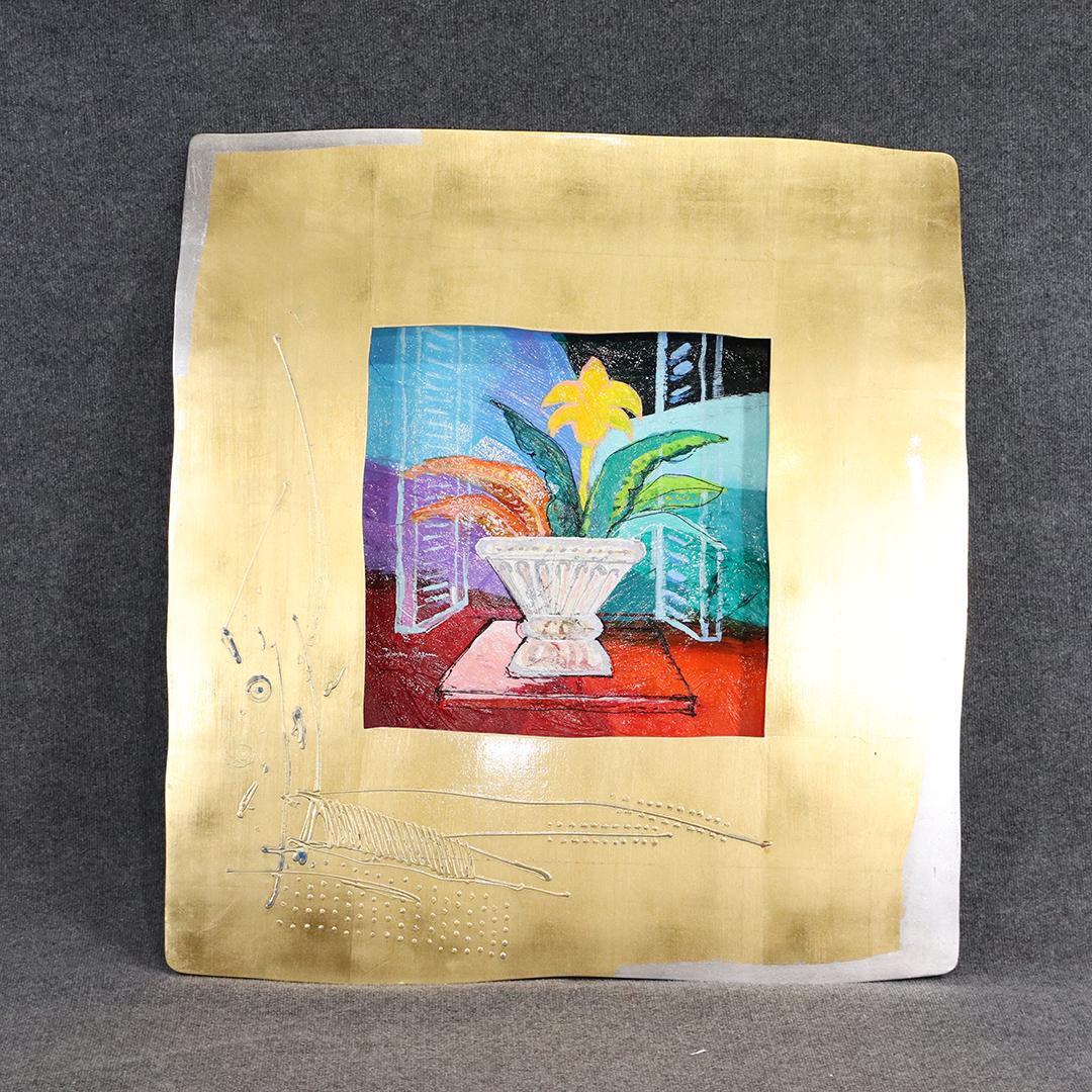 Calman Sheri, Jerusalem, "Ceramic Tradition" Still Life: Calman Sheri, Jerusalem, "Ceramic Tradition" Still Life. Wentworth Gallery label on verso. Signed front and back. Well listed Artist. size: 22x22 image, 41x38.5 outside frame. ASKart: Calman Shemi (Bo