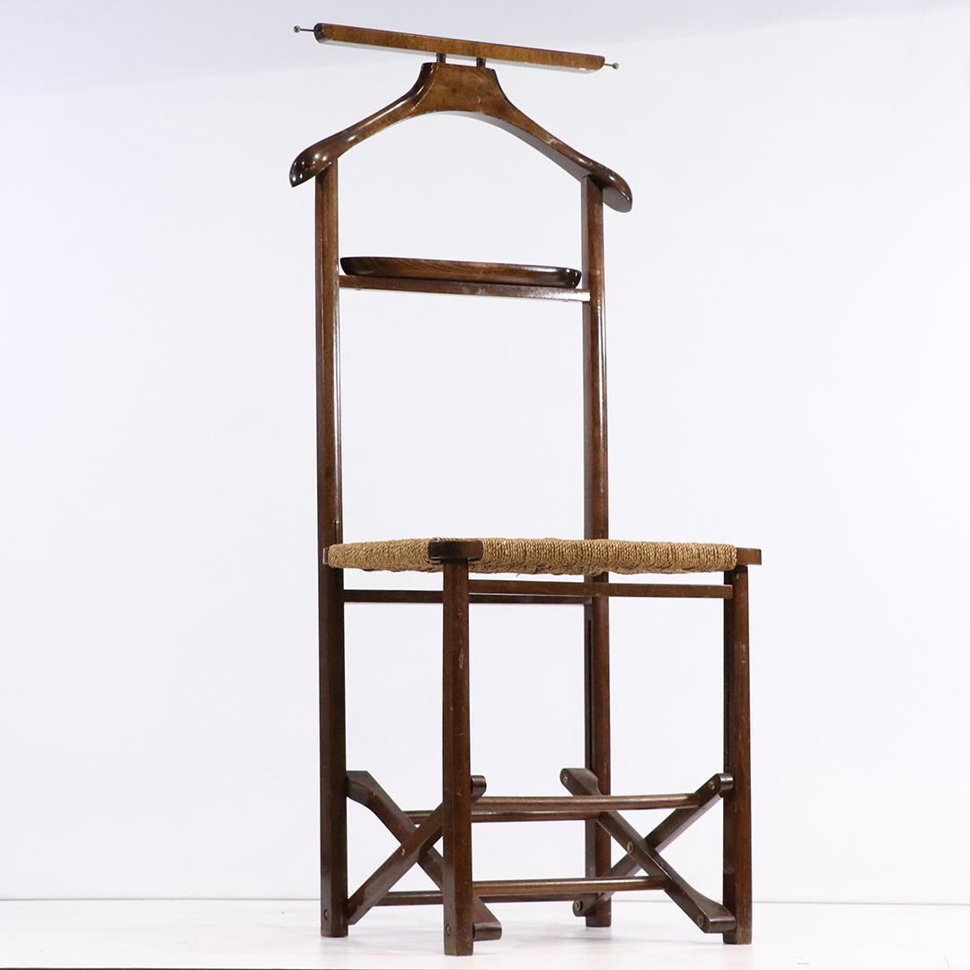 Hans Wegner Style Folding Chair Clothes Butler: Hans Wegner Style Folding Chair Clothes Butler. Rush Reed Seat, Clean Finish. size: 43.5h x 18.5w