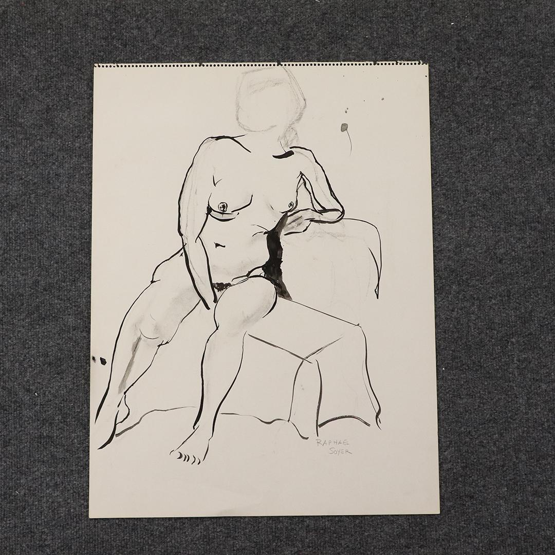 Raphael Soyer, Pencil Signed Ink Sketch Nude Model: Raphael Soyer, Pencil Signed Ink Sketch Nude Model. size: 24 x 18 inches. ASKart: Raphael Soyer (1899 - 1987)Raphael Soyer was active/lived in New York. Raphael Soyer is known for social realist figur