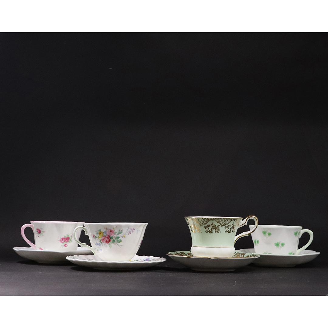 4 Assorted Fine China Tea Cups Royal Doulton Royal York: 4 Assorted Fine China Tea Cups Royal Doulton, 2 Royal York, Royal Tuscon. size: 5.75-6 diameter saucers, 2.5-3.25h cups