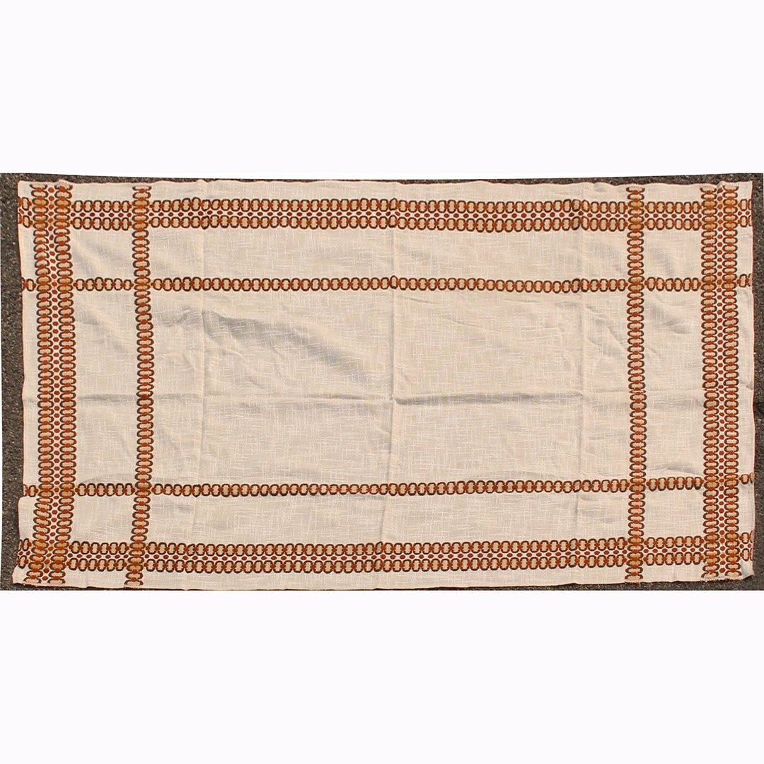 Vintage Embroidered Table Cloth White and Brown: Vintage embroidered table cloth white and brown. size: 76 x 50