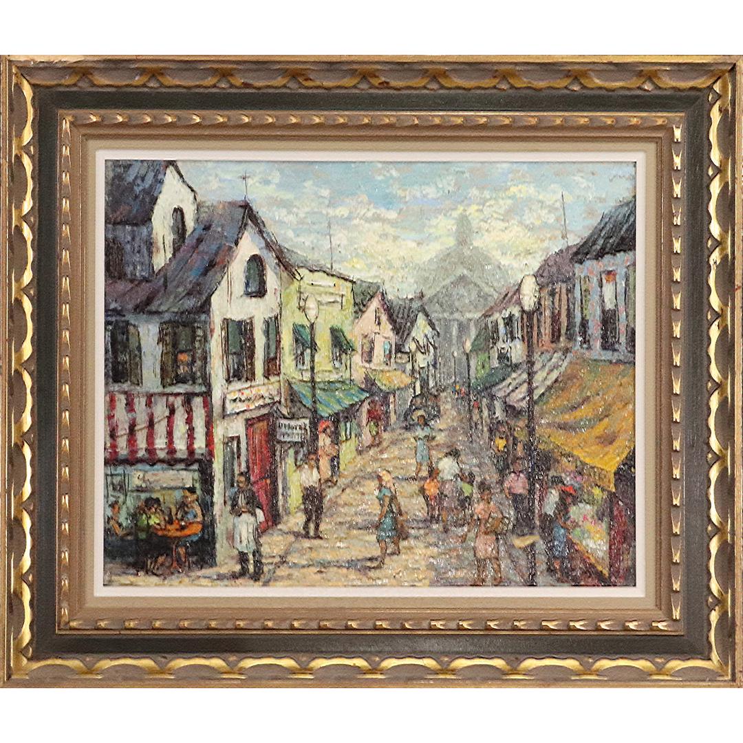 I R Joyce, Oil/c French Outdoor Street and Markets: I R Joyce, Oil/c French Outdoor Street and Markets . Oil on canvas painting. Signed, Original frame. Vintage. size: 16x20 image, 23x27 outside frame