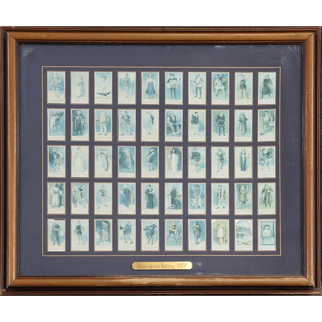 50 Assorted Framed Shakespeare Trade Cards: 50 Assorted Framed Shakespeare Trade Cards. size: 2.75x1.5 cards, 23x27 outside frame